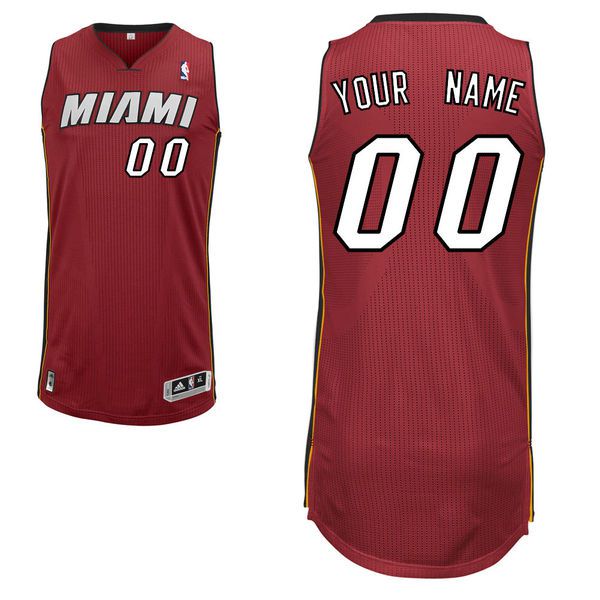 Men Miami Heat Custom Authentic Red NBA Jersey->->Custom Jersey